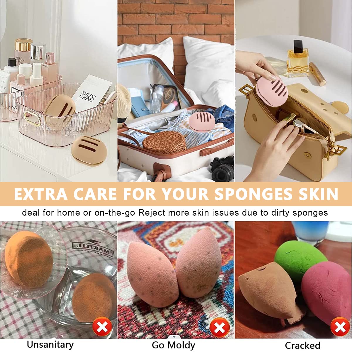 MAYCREATE Makeup Sponge Holder 2pcs Set, Breathable Silicone Beauty Blender Holder Eco-Friendly Blender Sponge Travel Case Shatterproof Storage Rack (Grey+Pink) MAYCREATE Makeup Sponge Holder 2pcs Set, Breathable Silicone Beauty Blender Holder Eco-Friendly Blender Sponge Travel Case Shatterproof Storage Rack (Grey+Pink)